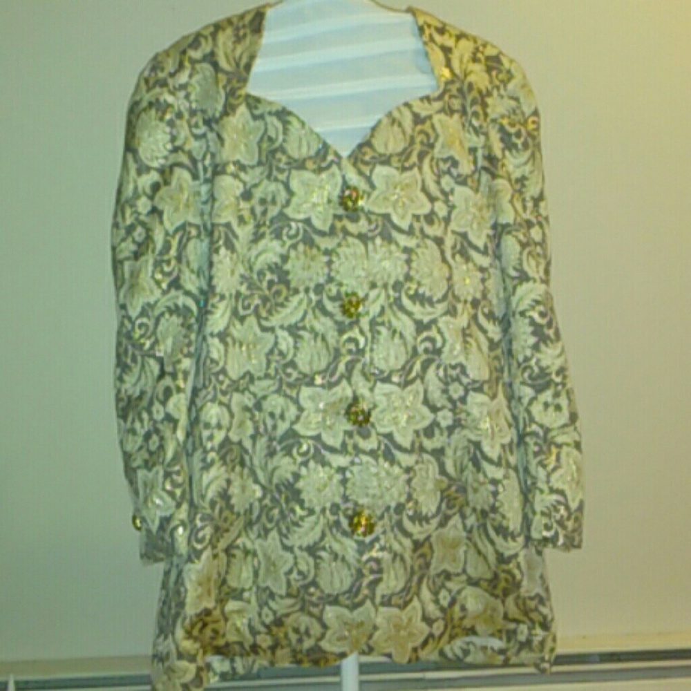 Vintage style floral print women's blazer